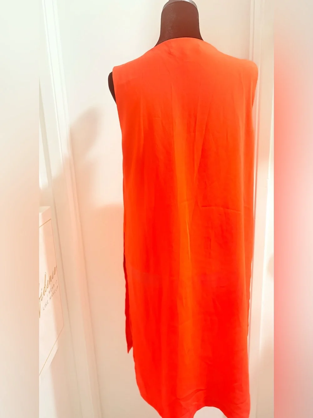 BCBGMaxAzria Bright Orange V-Neck Sleeveless Tunic - Picture 4 of 10
